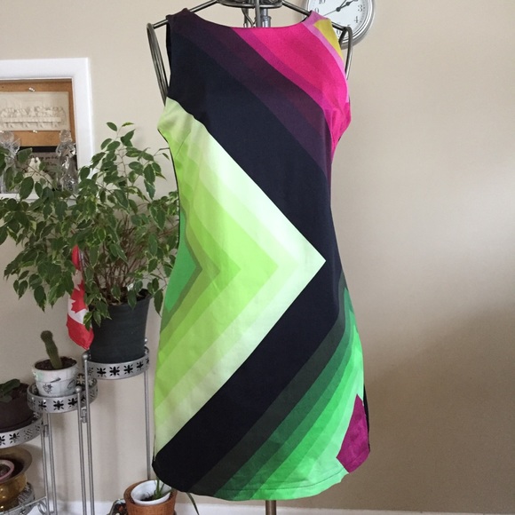 Desigual Dresses & Skirts - Desigual black green and pink sleeveless d…